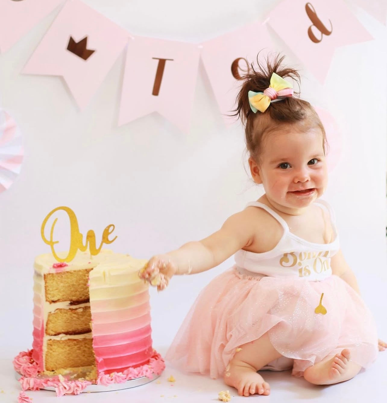 Rainbow mini sweetheart bow