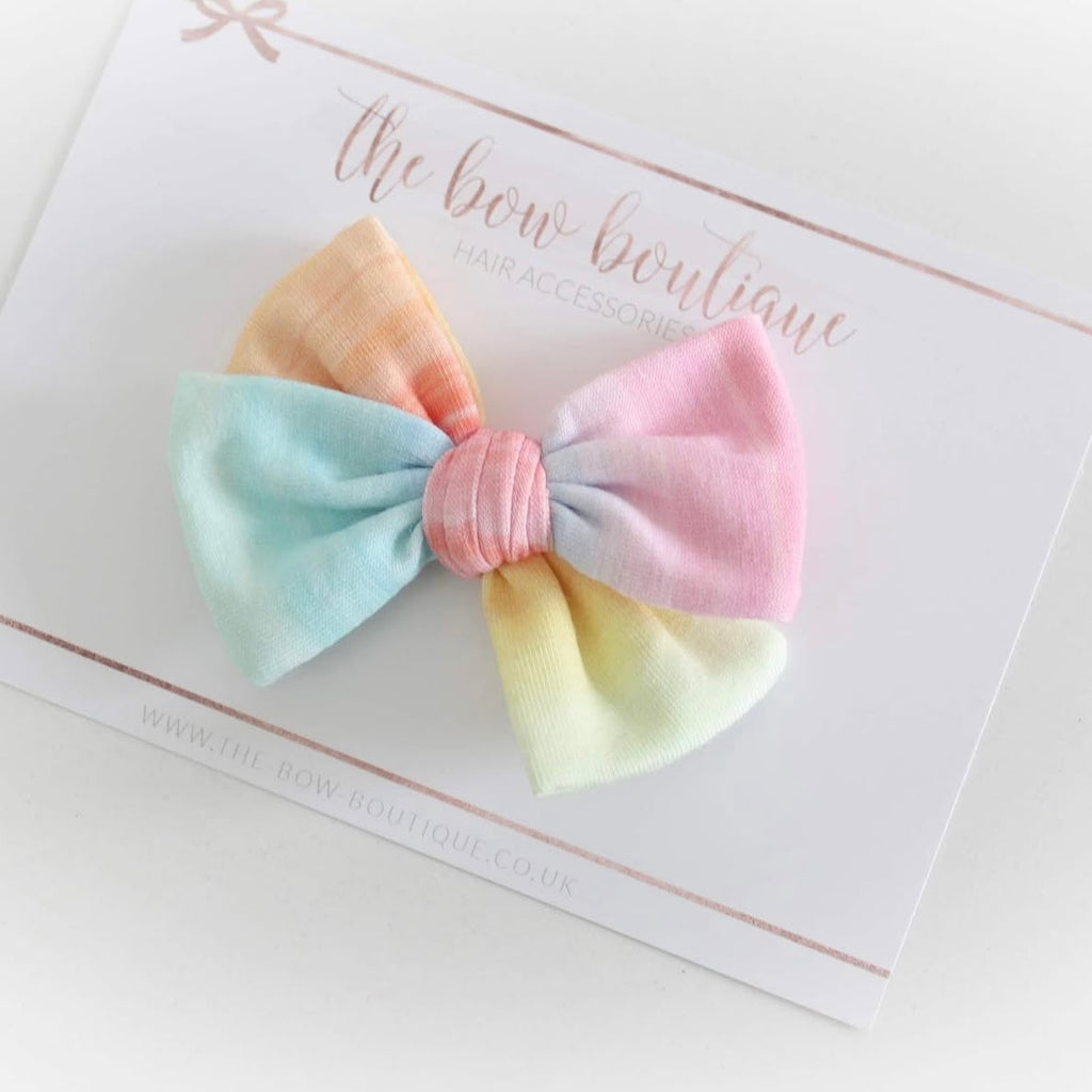 Rainbow mini sweetheart bow | Clip, headband or bobble