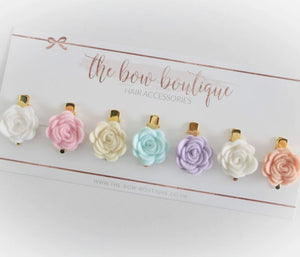 Spring pastel mini flower clip set