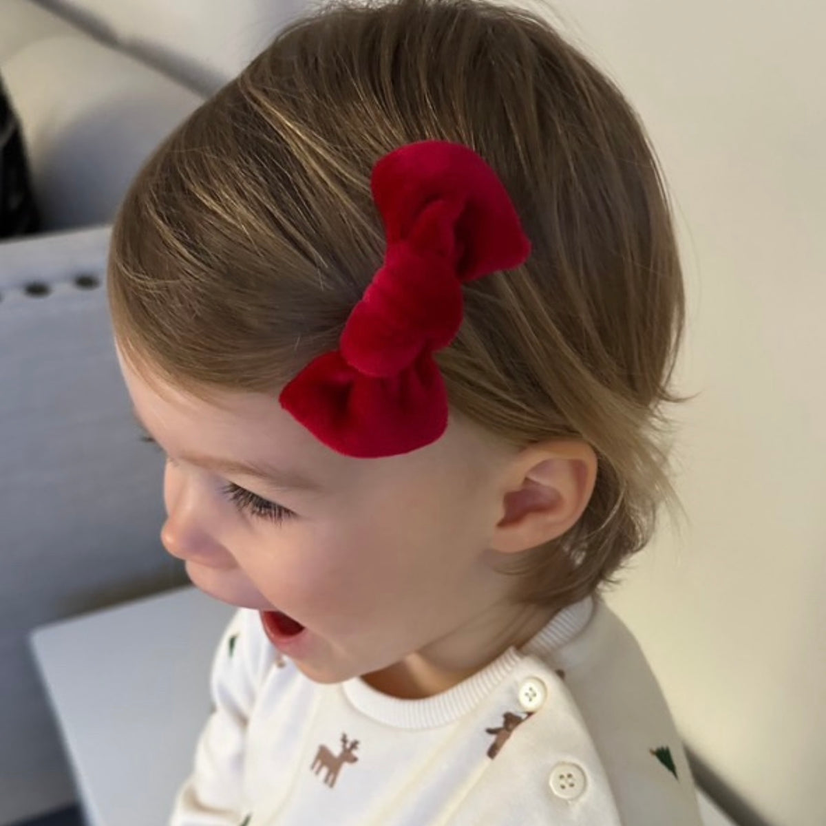 Christmas red velvet knot bow | Clip, headband or bobble