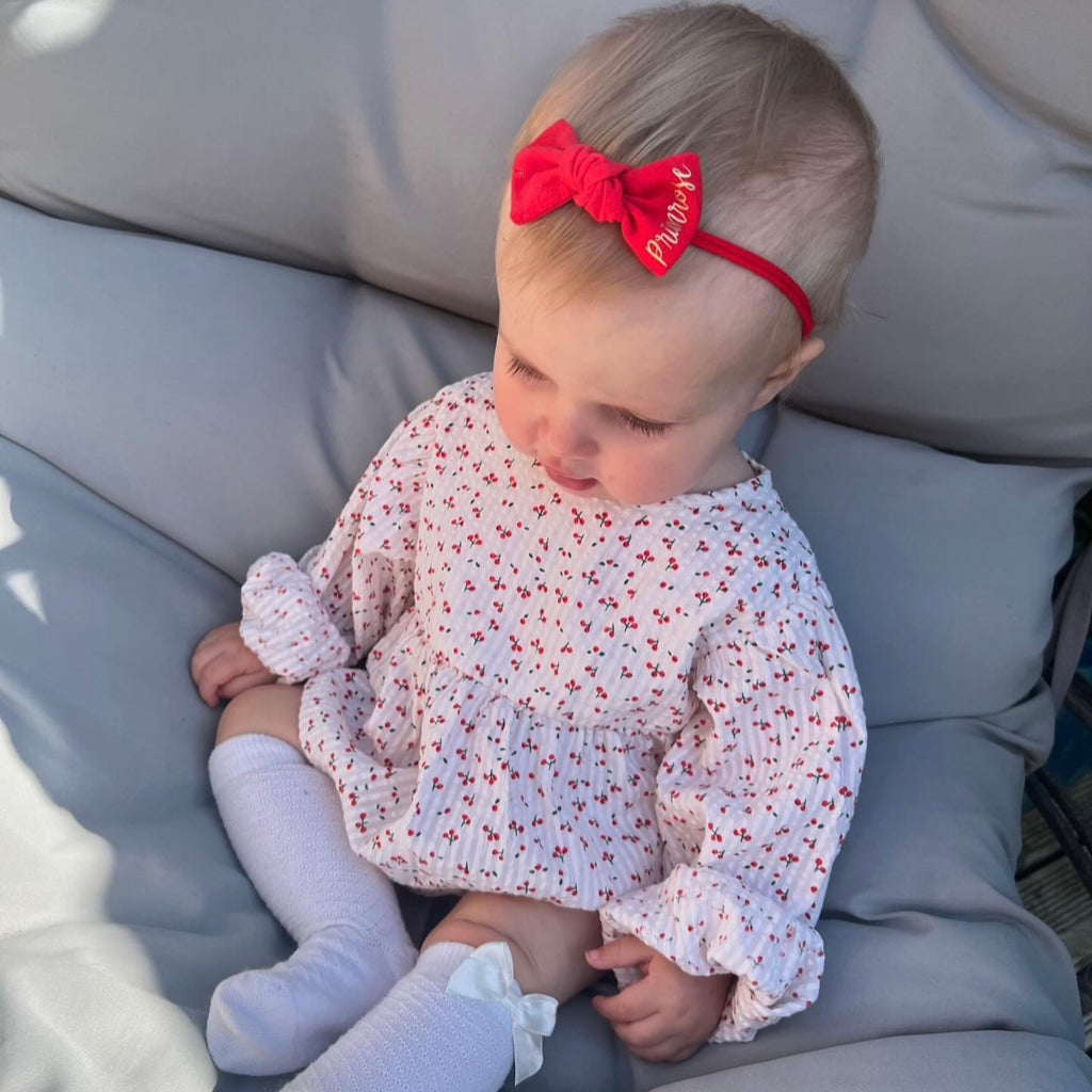 Red bows | 3 Bow styles | Option to personalise | Clip, headband or bobble