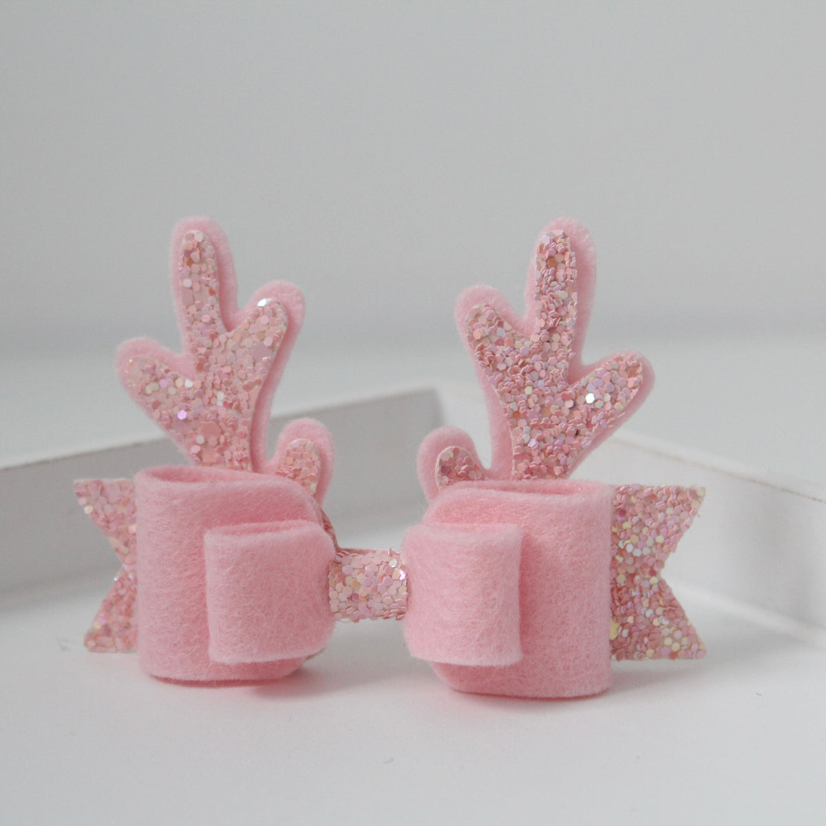 Pink antler bow | Clip or headband
