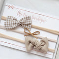 Neutral gingham headband set