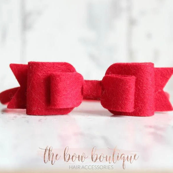 Red double felt bow | Clip or headband
