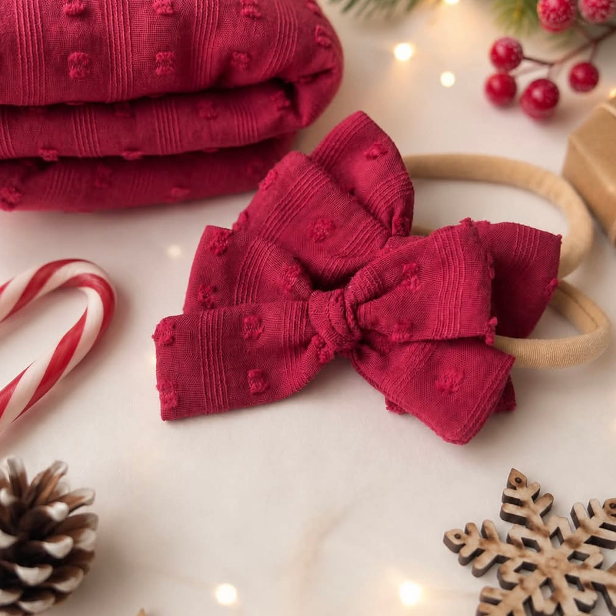 Clara red wine| Timeless bow | Clip, headband or bobble