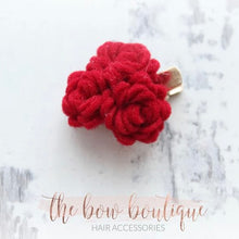 Load image into Gallery viewer, Red cluster felt bow clip