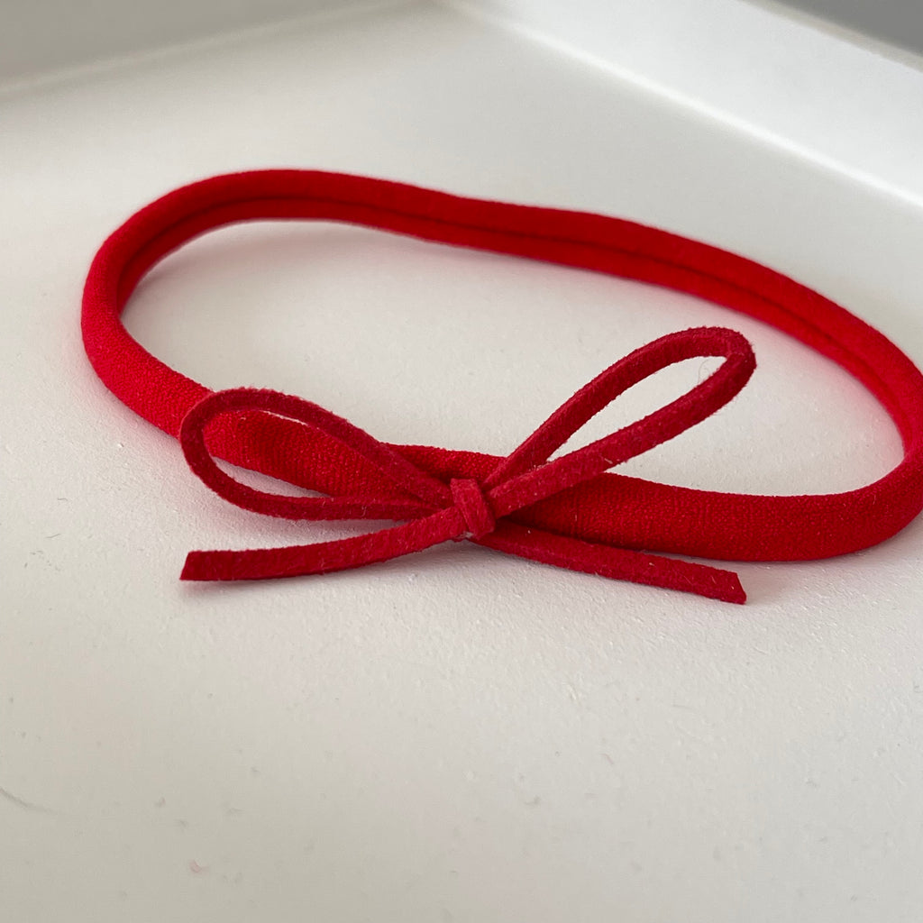Red mini suede bow | Clip or headband | 2 Sizes