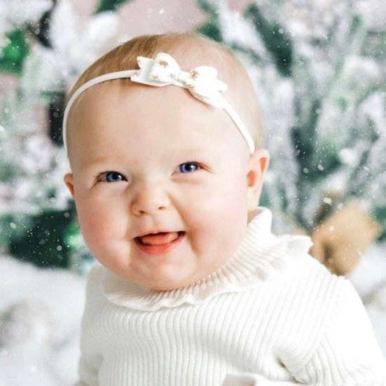 Glitter gingerbread small chunky bow | Clip or headband