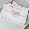 Light pink iridescent butterfly pearl headband