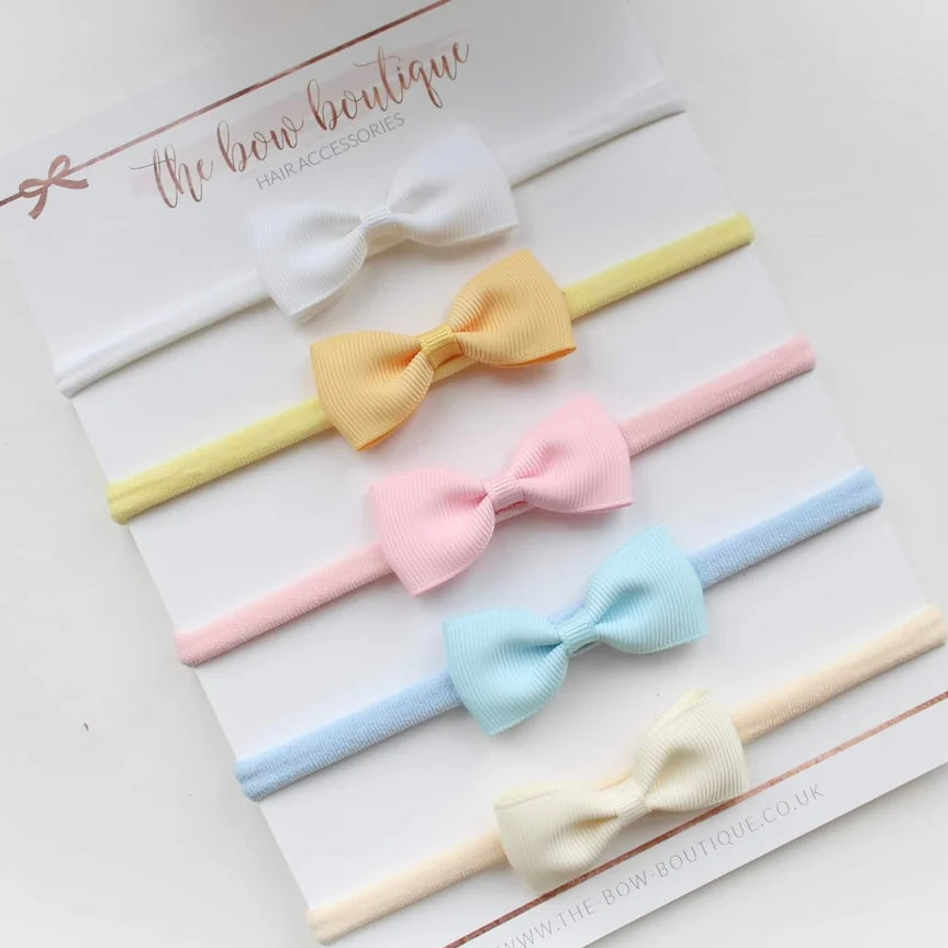 Summer pinch bow nylon headband set