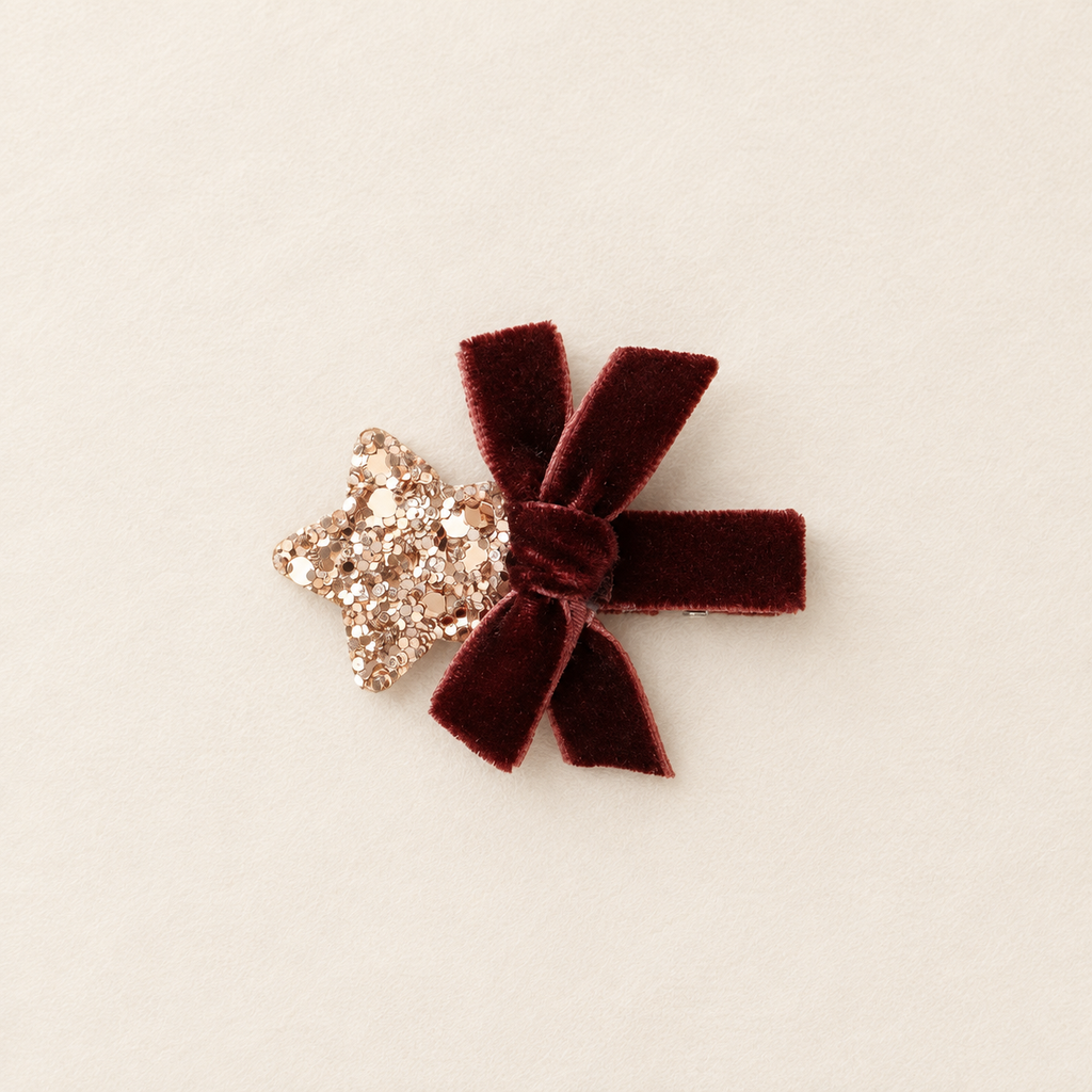 Velvet star bow | Chocolate