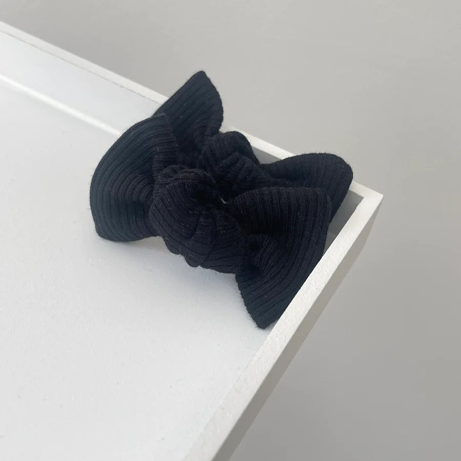 Halloween black jersey ribbed knot bows | Clip, headband or bobble