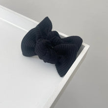 Load image into Gallery viewer, Halloween black jersey ribbed knot bows - Clip, headband or bobble