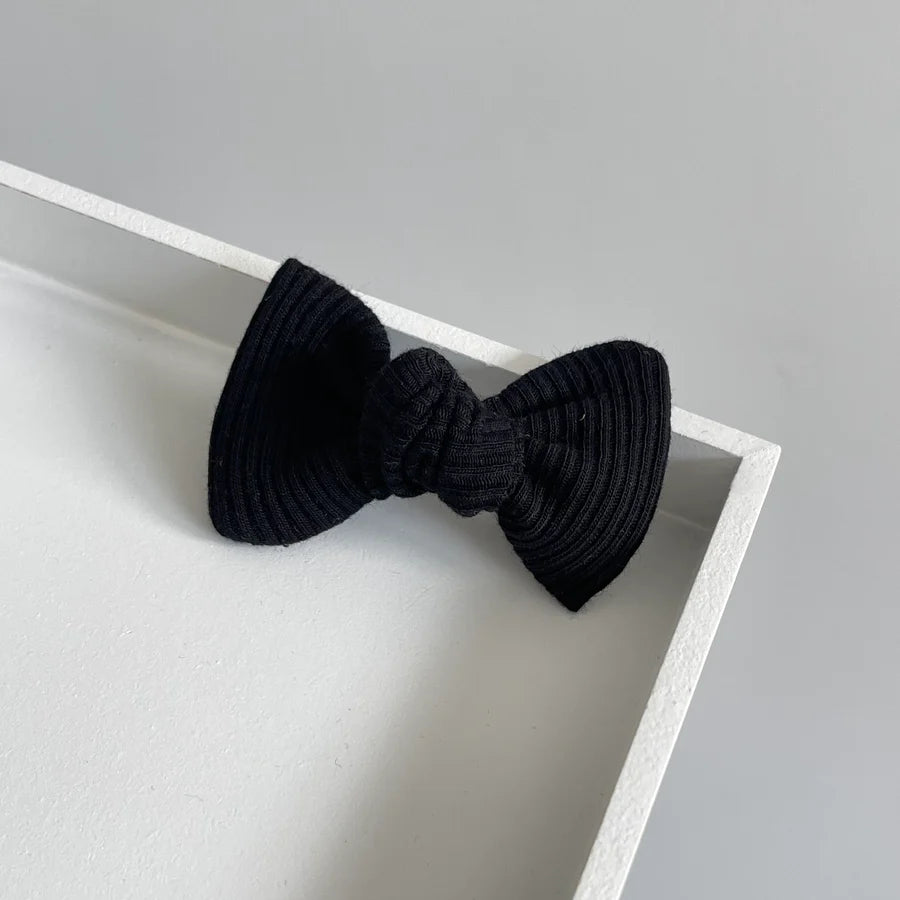 Halloween black jersey ribbed knot bows | Clip, headband or bobble