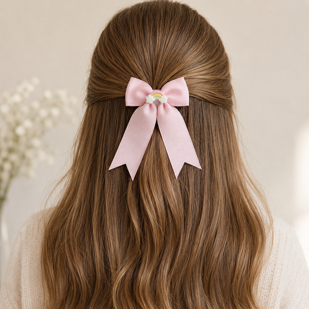 Rainbow long tail pinch bows | 6 colours | Clip or bobble