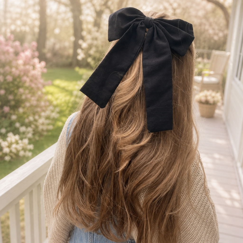 Large luxury linen look bow | Clip or bobble