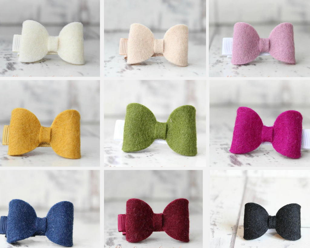 Mini felt bows - 9 colours