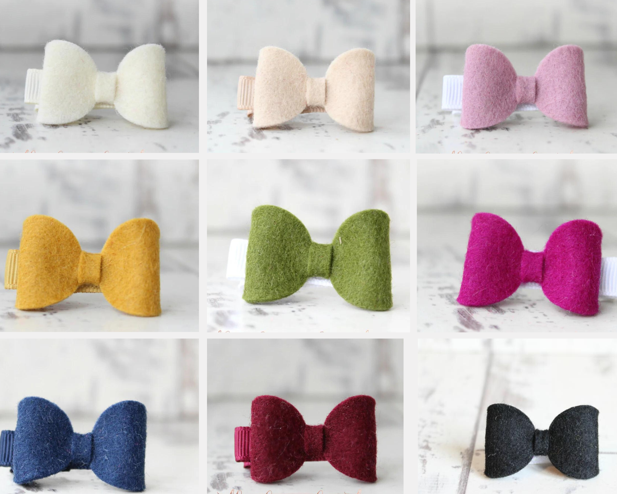 Mini felt bows - 9 colours