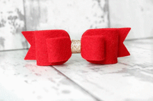 Load image into Gallery viewer, Red double felt gold centre bows