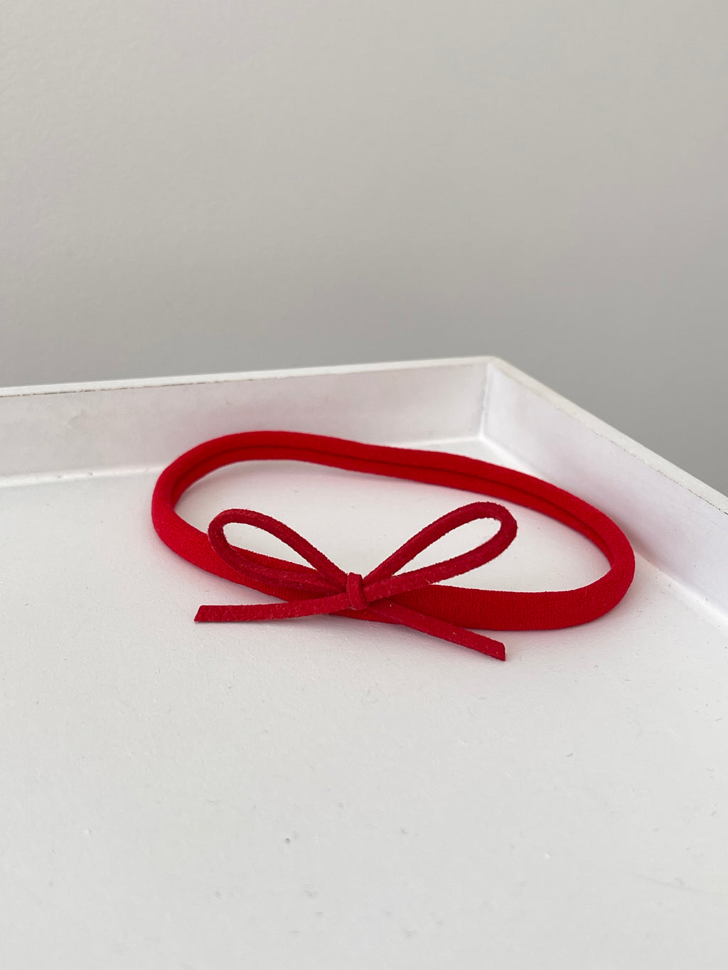 Red mini suede bow | Clip or headband | 2 Sizes