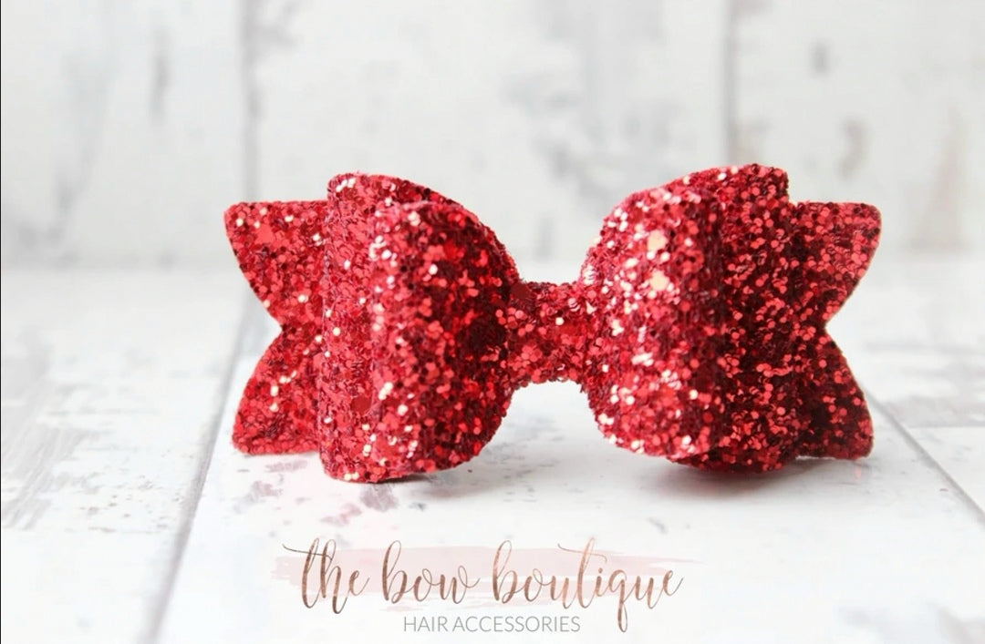 Chunky double glitter bows | 20 Colours | Clip or headband