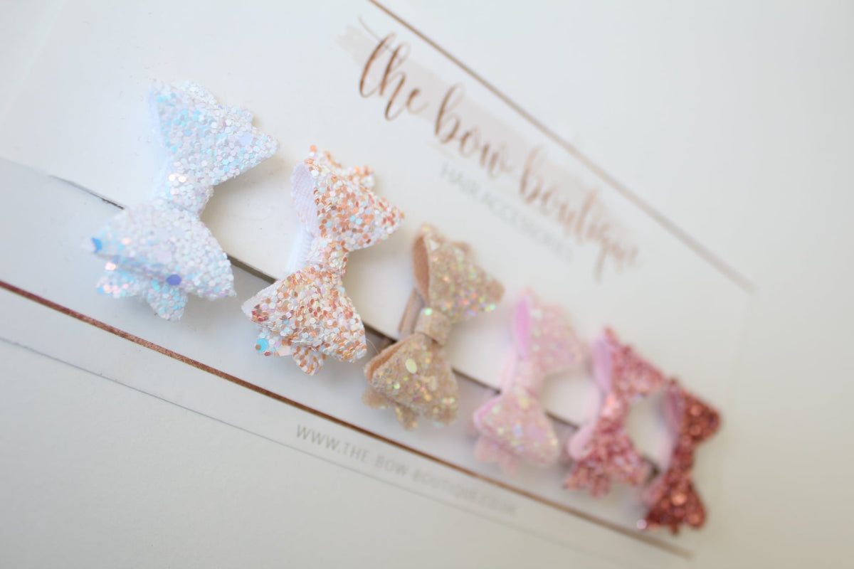 Mini baby glitter bows| Clips or bobbles