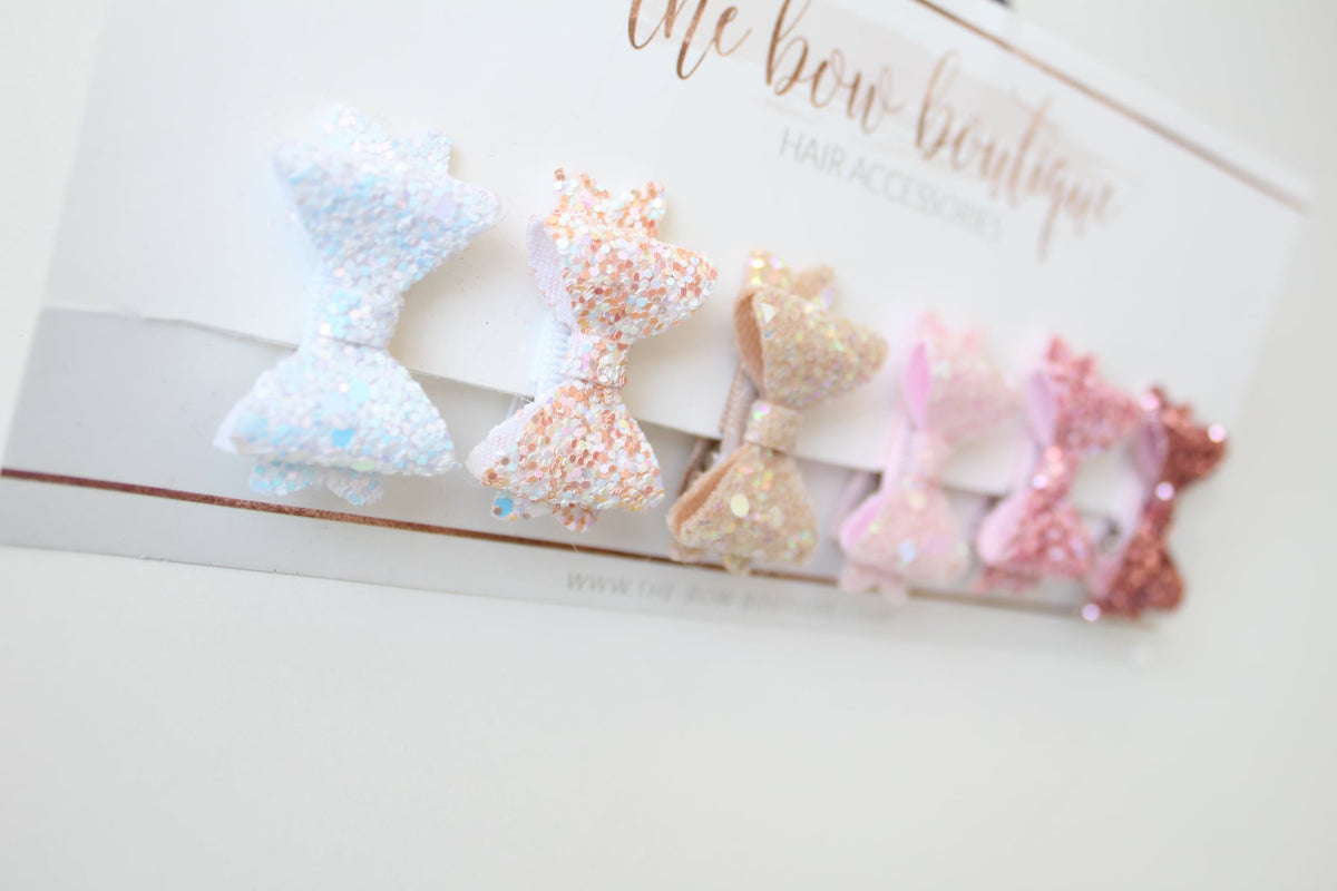 Mini baby glitter bows| Clips or bobbles