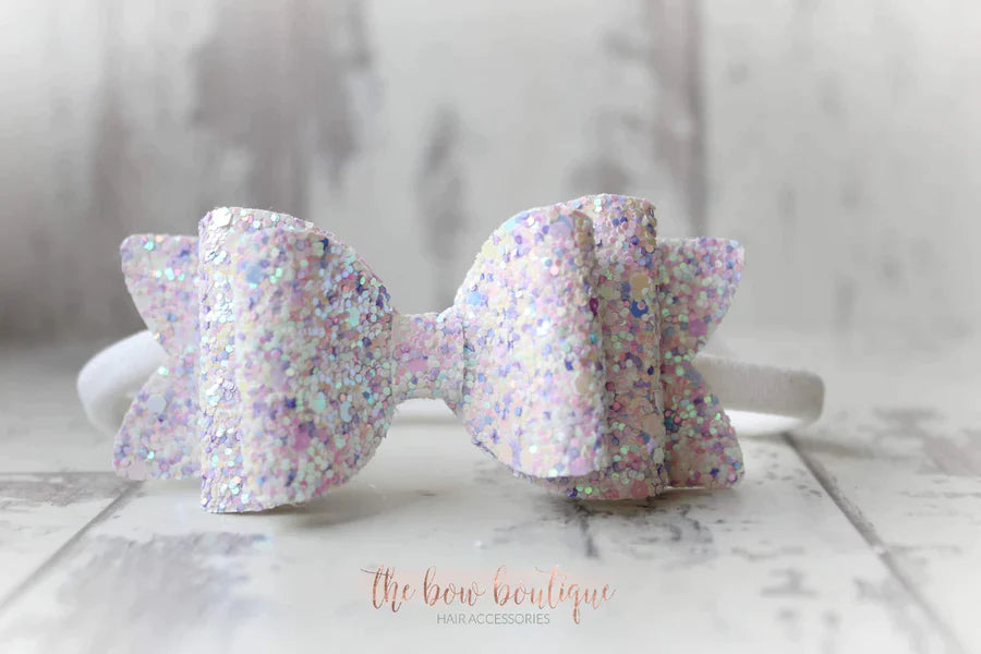Chunky double glitter bows | 20 Colours | Clip or headband