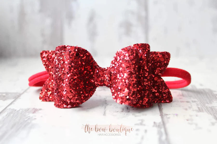 Chunky double glitter bows | 20 Colours | Clip or headband