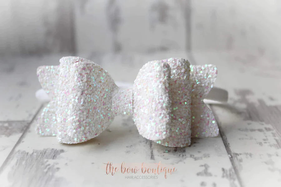 Chunky double glitter bows | 20 Colours | Clip or headband