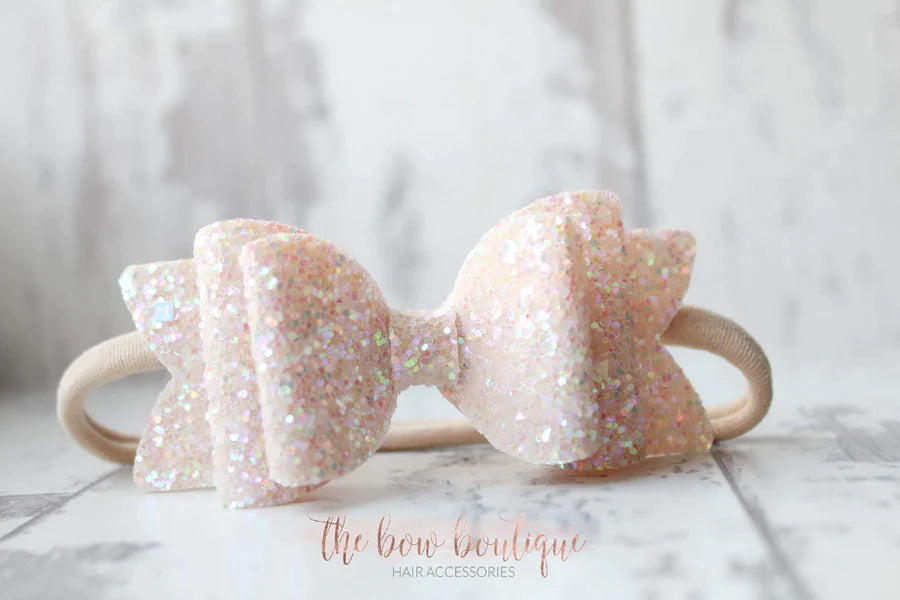 Chunky double glitter bows | 20 Colours | Clip or headband