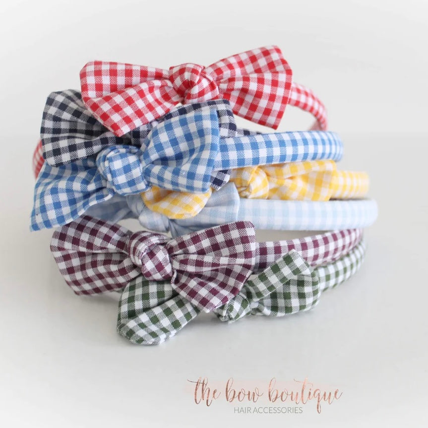 School gingham knot Alice headbands | 7 colours.