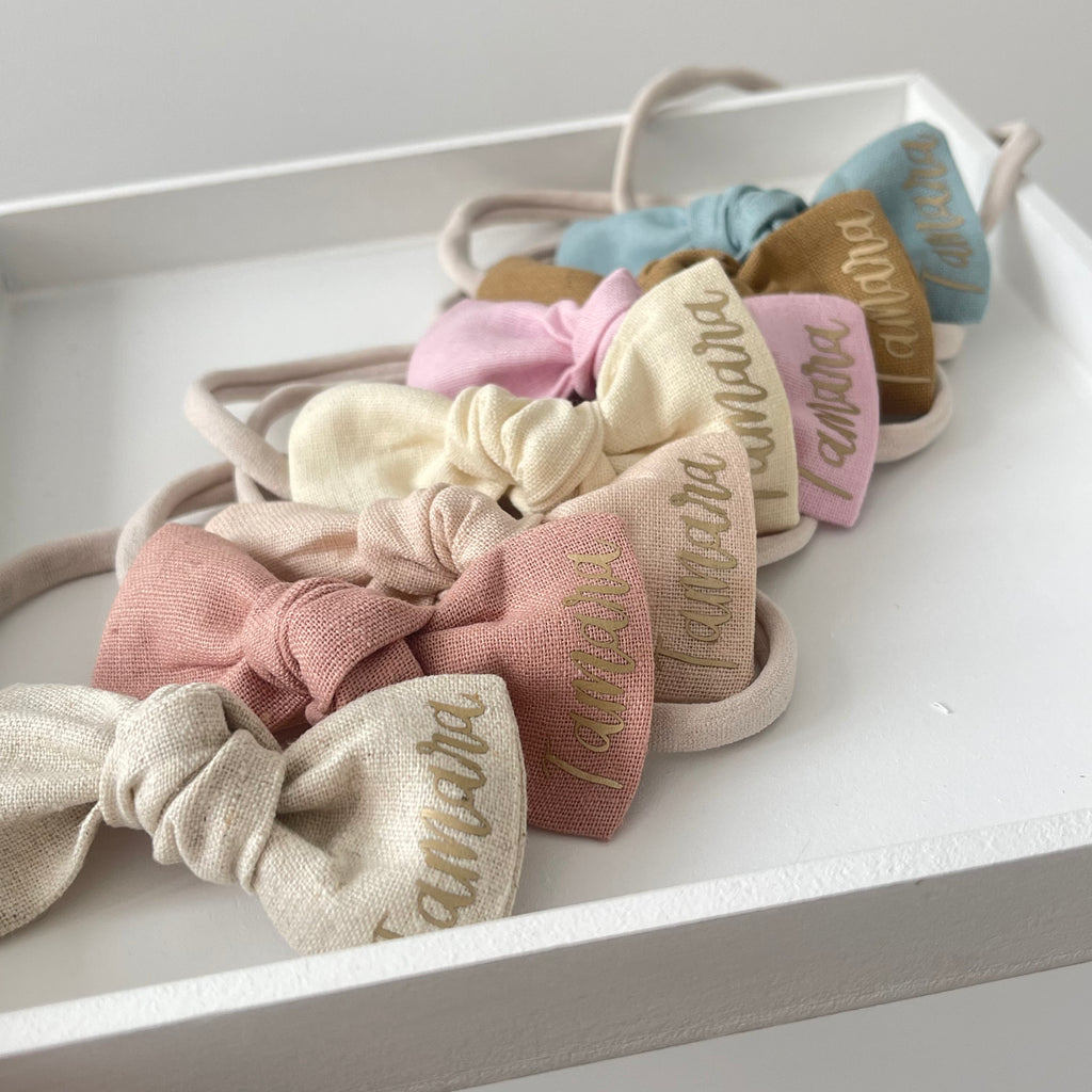 Linen knot bows | 10 Colours | Clip, headband, bobble or alice band