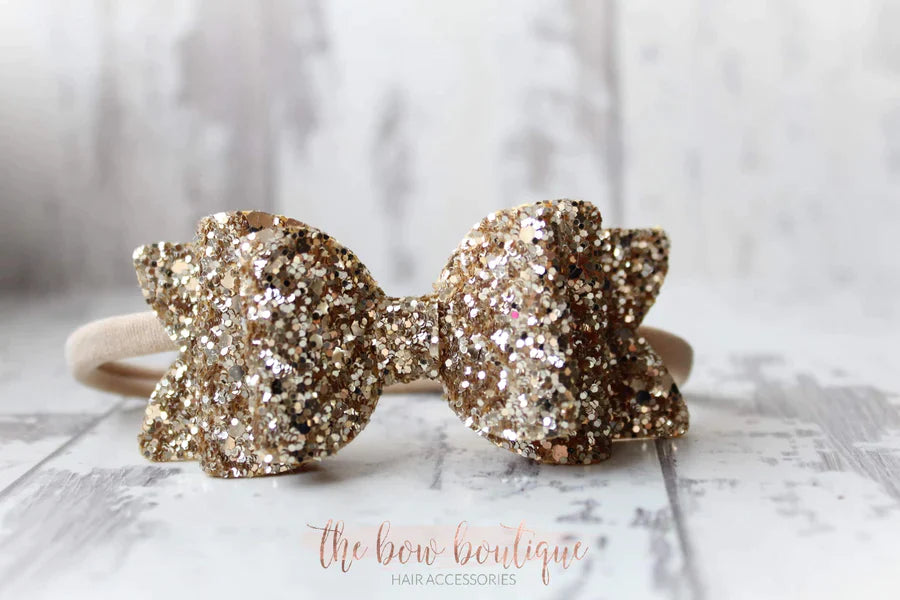 Chunky double glitter bows | 20 Colours | Clip or headband
