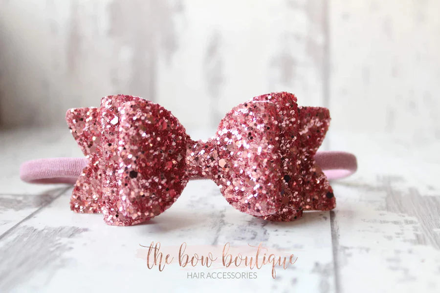 Chunky double glitter bows | 20 Colours | Clip or headband