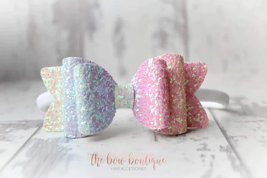 Chunky double glitter bows | 20 Colours | Clip or headband
