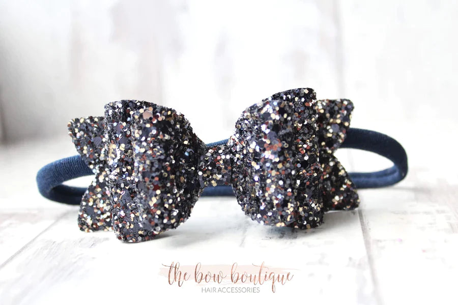 Chunky double glitter bows | 20 Colours | Clip or headband