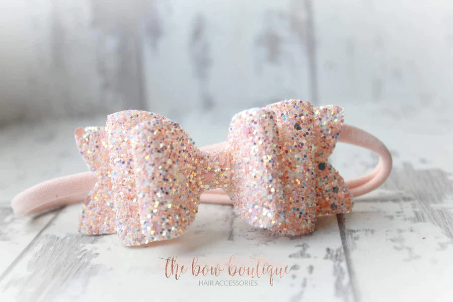 Chunky double glitter bows | 20 Colours | Clip or headband