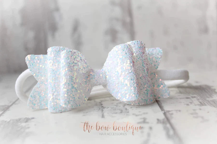 Chunky double glitter bows | 20 Colours | Clip or headband