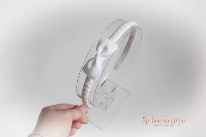 White pinch bow Alice headband