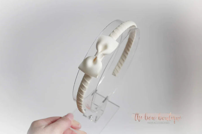 Cream pinch bow Alice headband