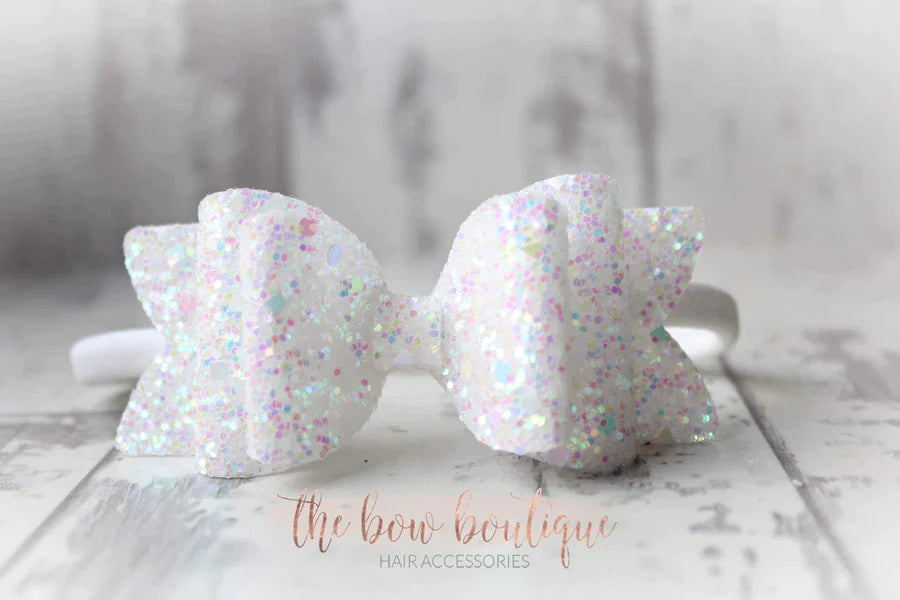 Chunky double glitter bows | 20 Colours | Clip or headband