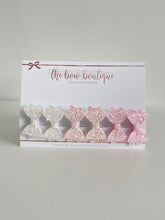 Load image into Gallery viewer, Mini baby set of pigtail glitter bows | clips or bobbles