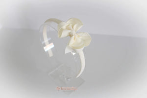 Cream ribbon bow alice band headband