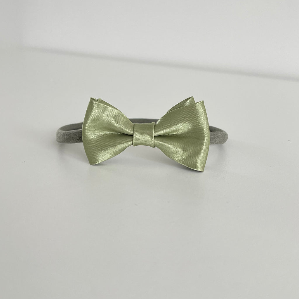 Olive satin bows | Clip or headband | Occasion