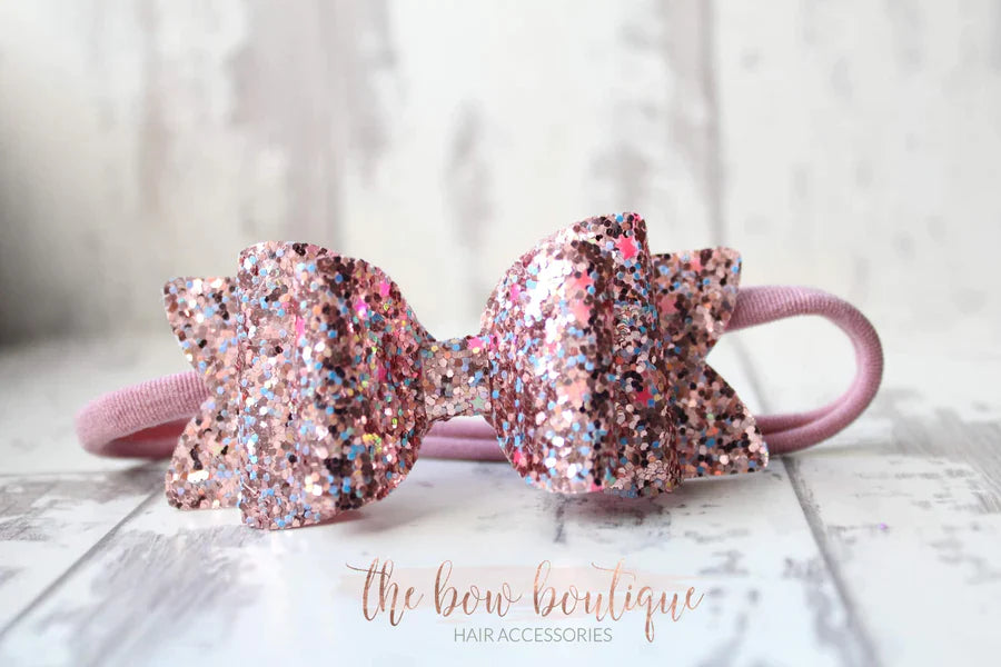 Chunky double glitter bows | 20 Colours | Clip or headband