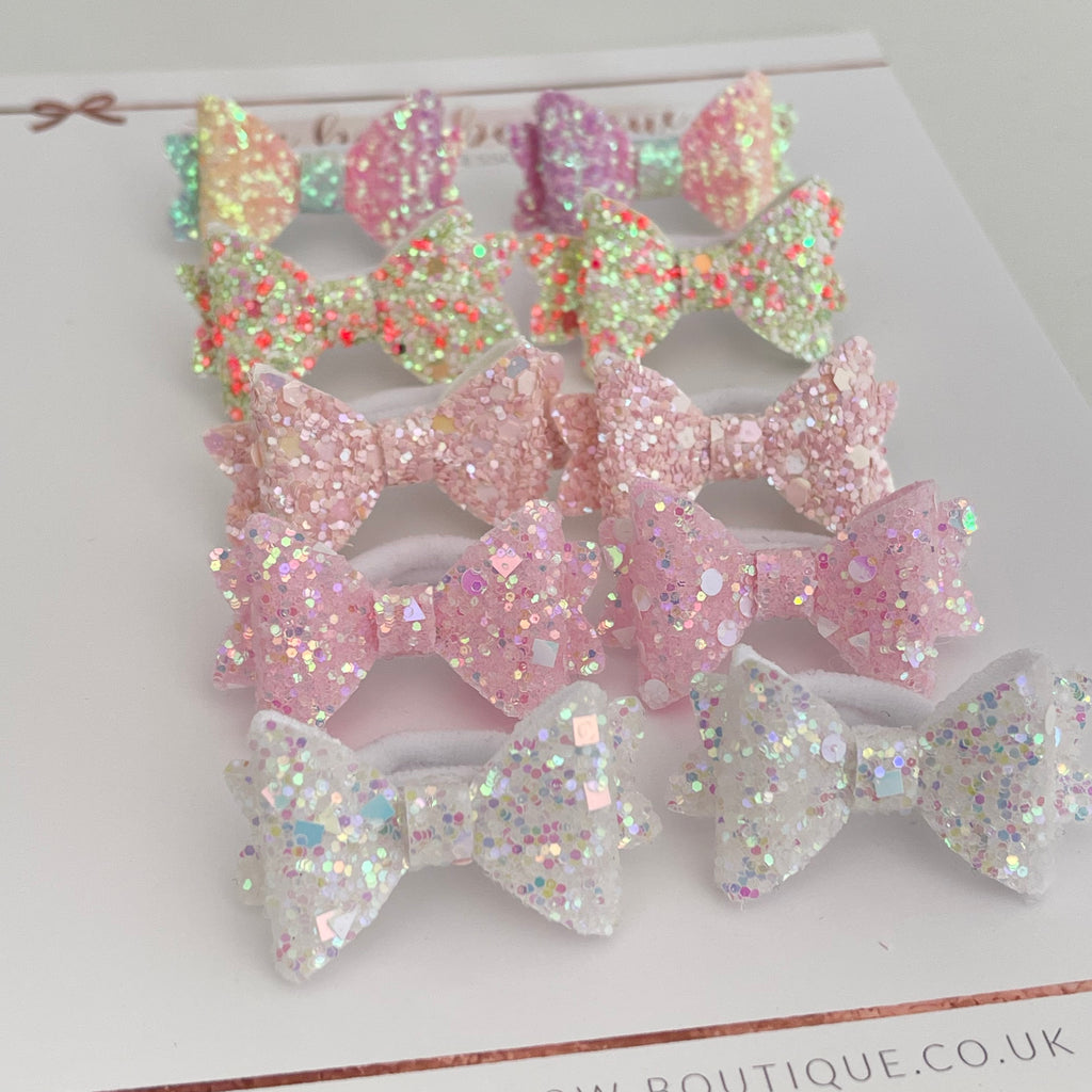 Mini baby glitter pigtail set | clip or bobble