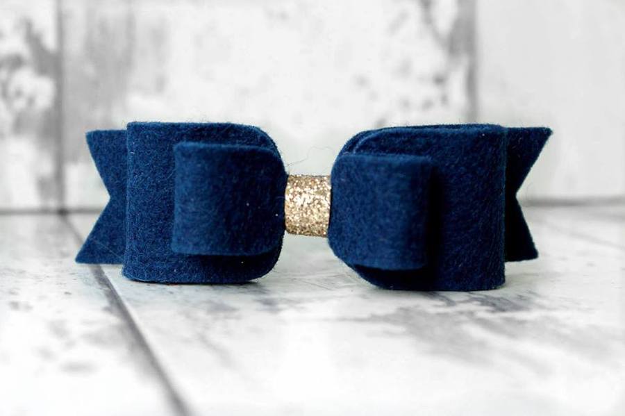 Double felt bows with gold centre | 25 colours | Clip or headband