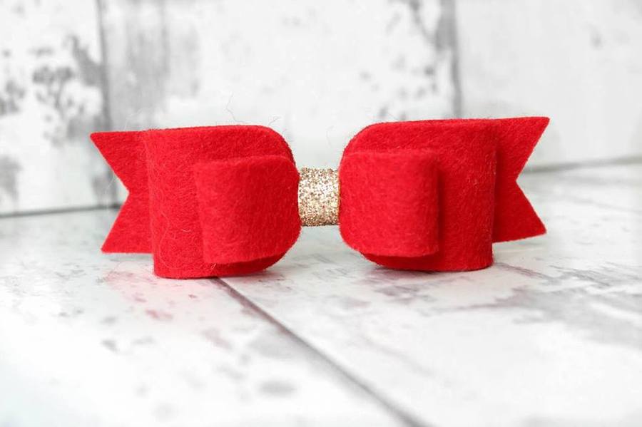 Double felt bows with gold centre | 25 colours | Clip or headband
