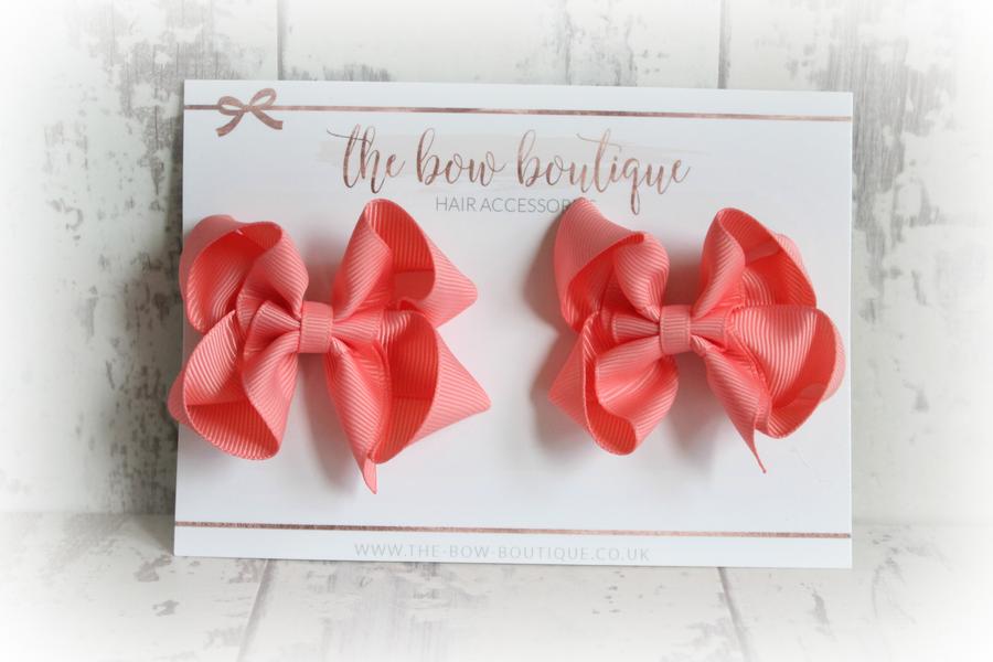 Ribbon pigtail bow clip sets | 28 Colours